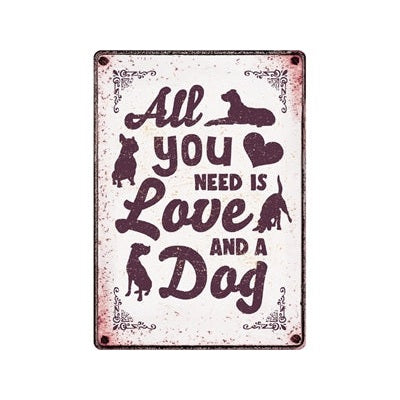 Plenty Gifts Waakbord Blik All You Need Is Love And A Dog